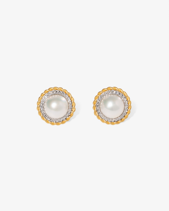 Mabe Pearl Diamond Earrings
