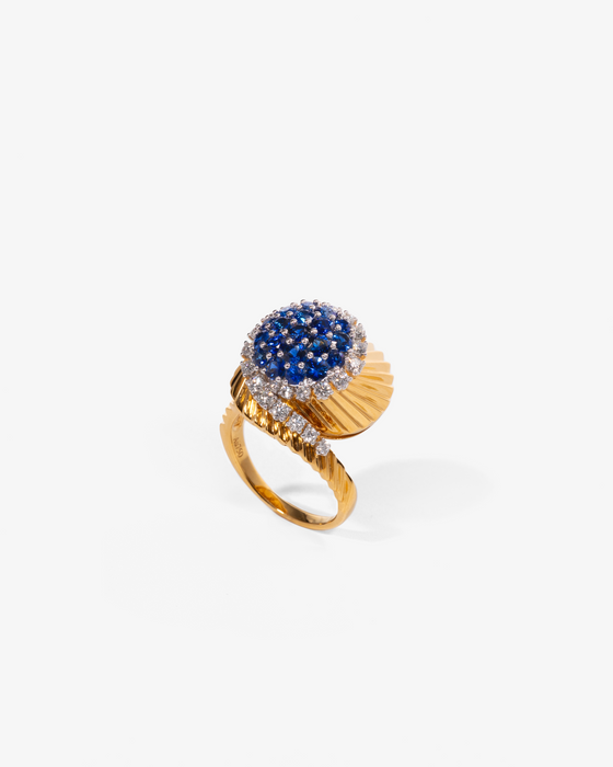 Blue Sapphire and Diamond Cocktail Ring