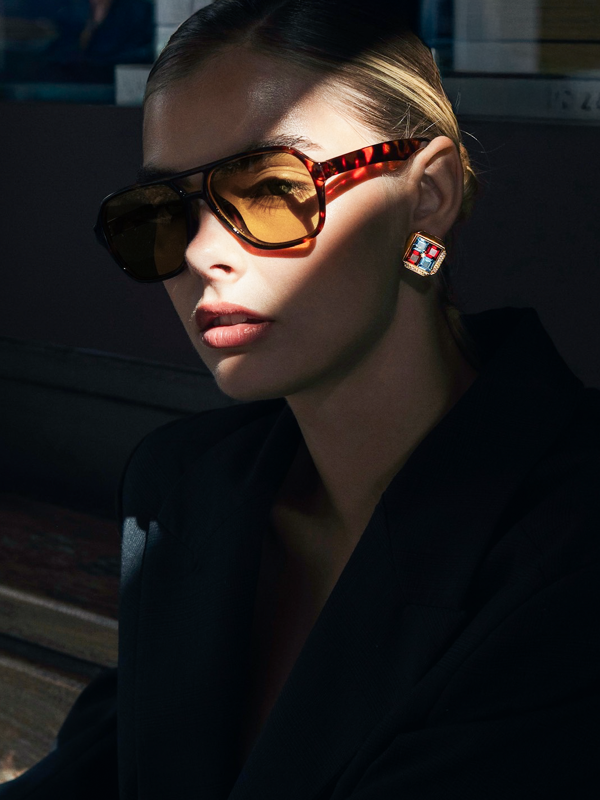 Rhodolite Garnet & Blue Topaz Diamond Earrings