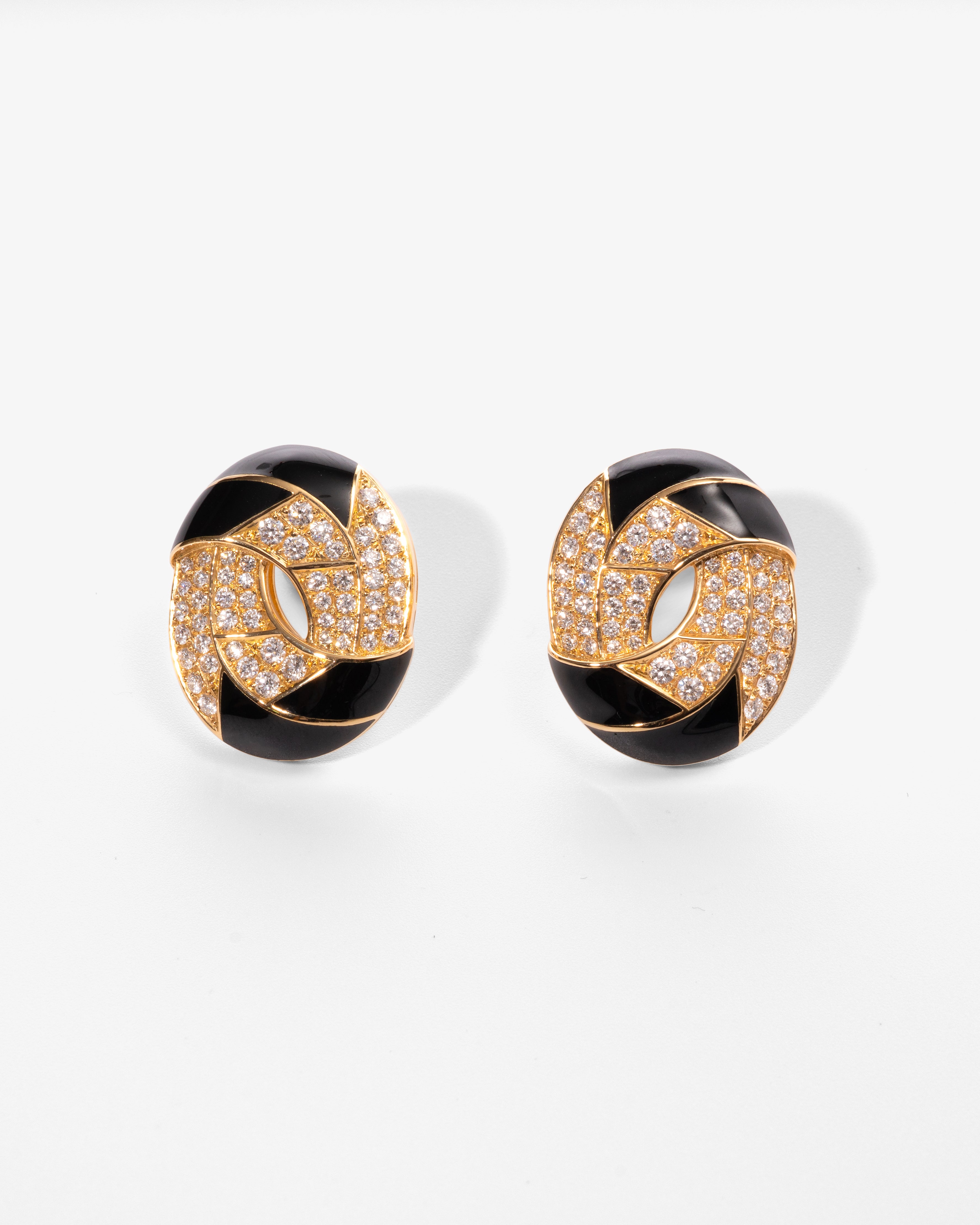 Diamond Enamel Earrings