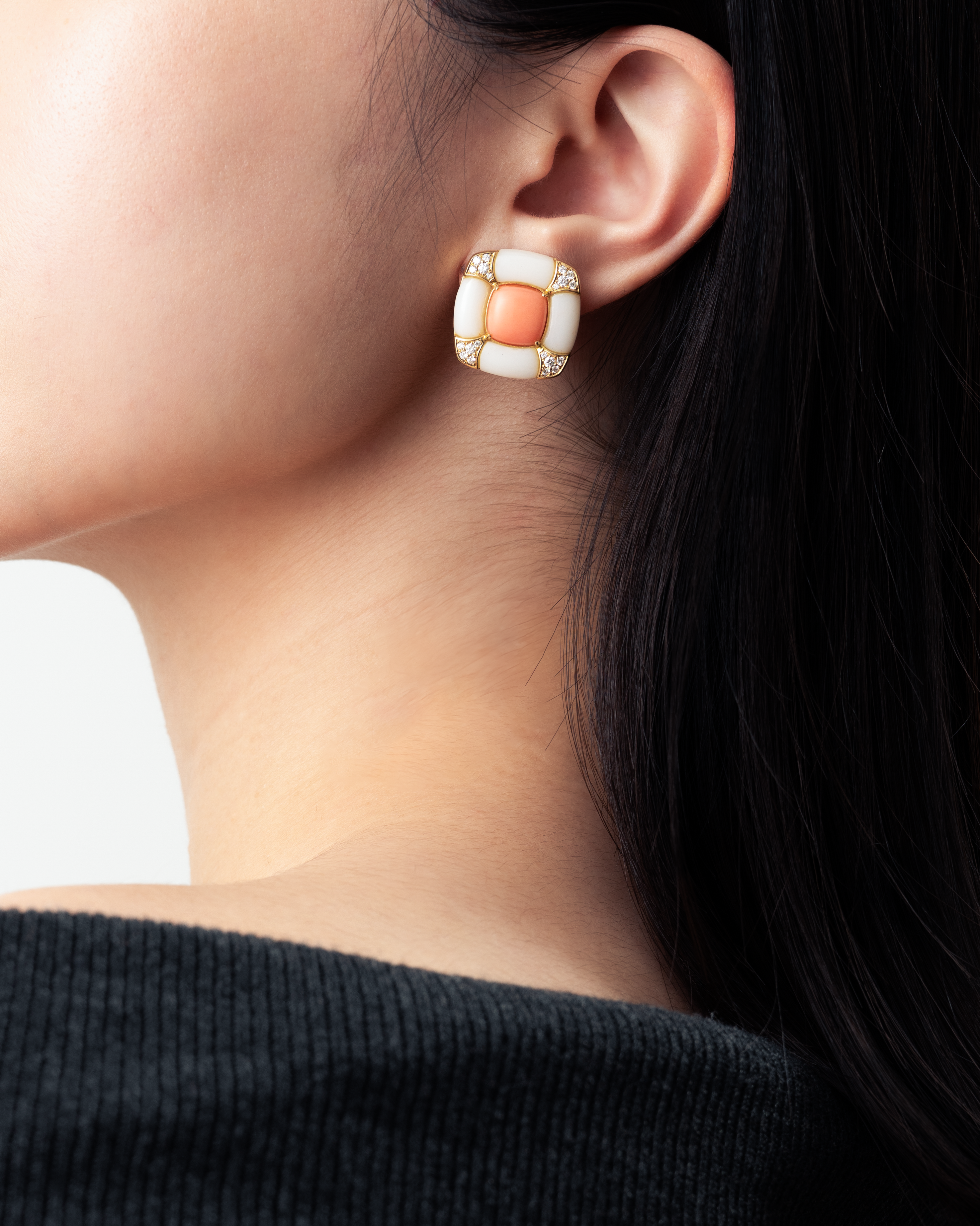 Coral Diamond Earrings