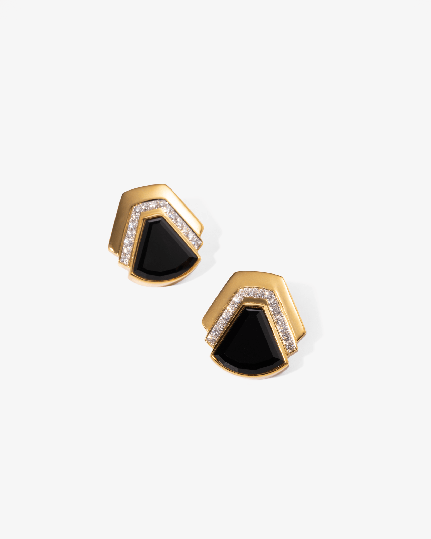 Black Onyx Diamond Earrings - NEW VINTAGE