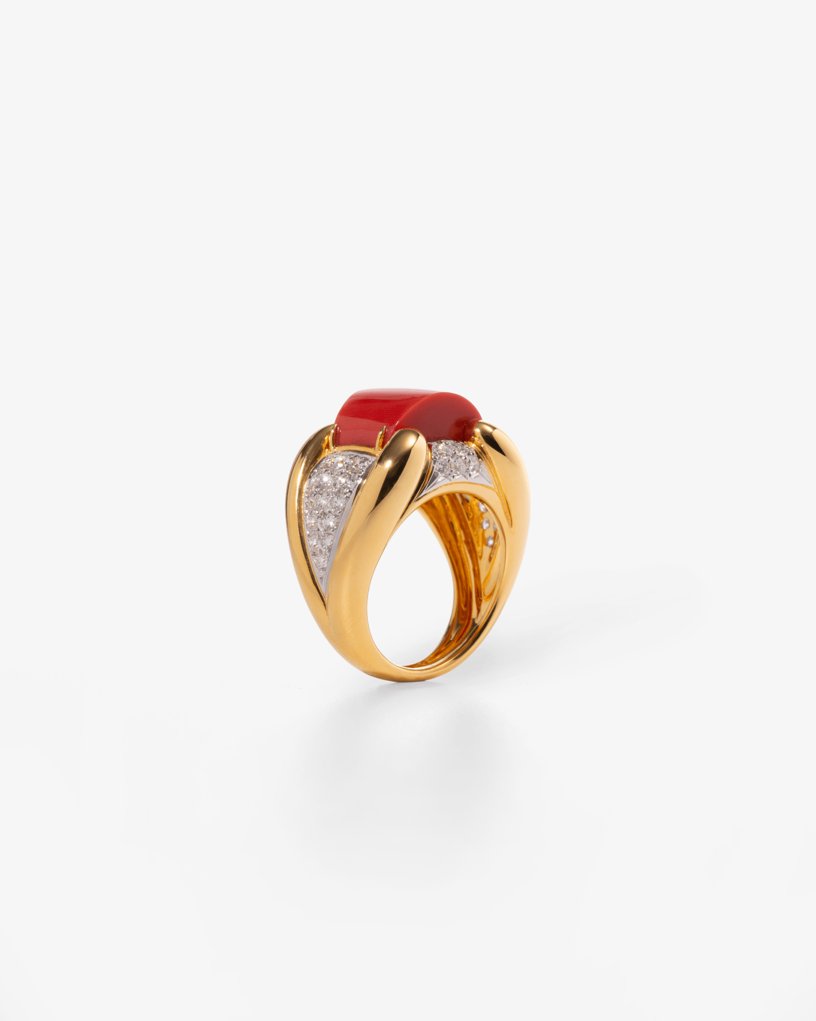 Coral Diamond Cocktail Ring - NEW VINTAGE