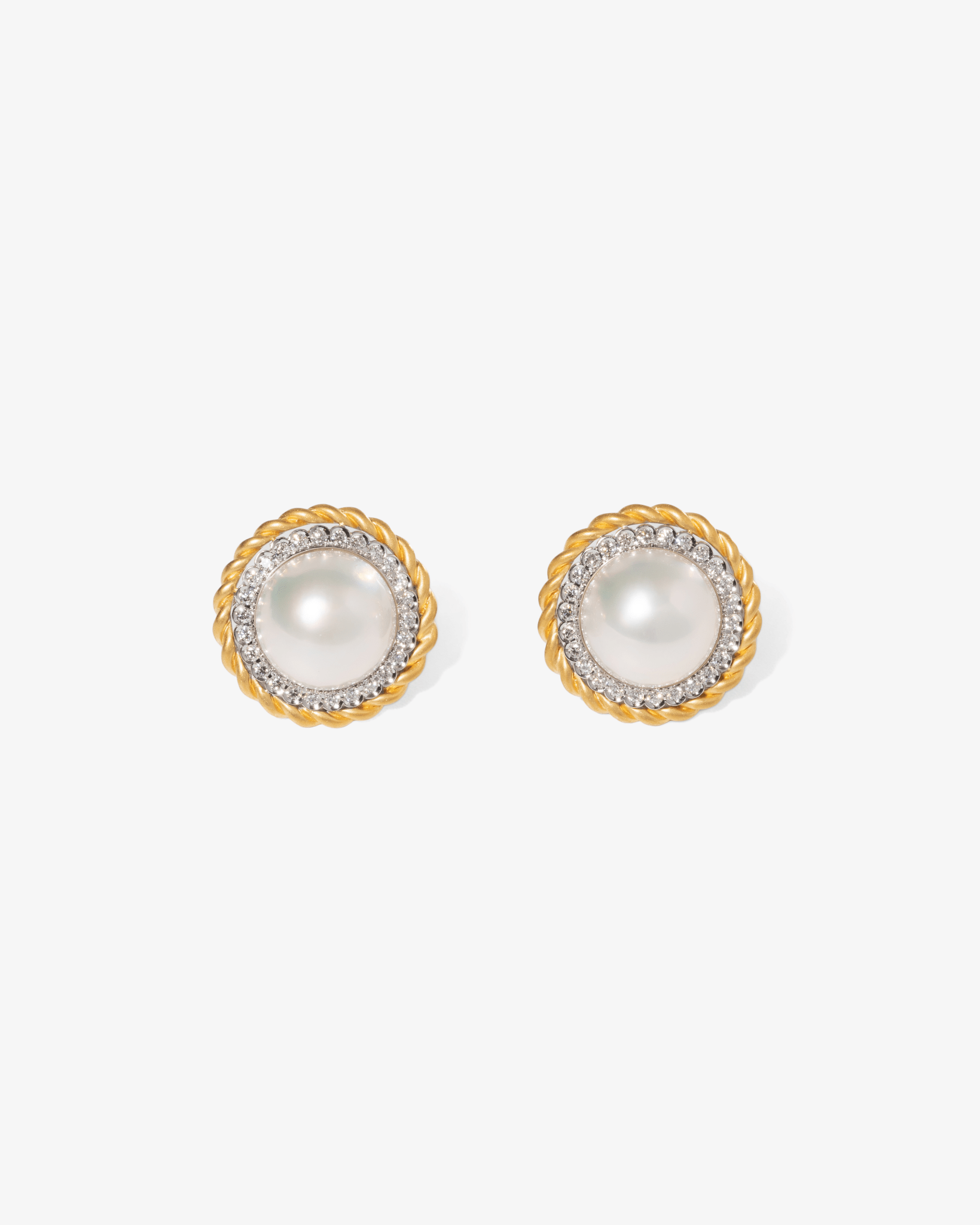 Mabe Pearl Diamond Earrings - NEW VINTAGE