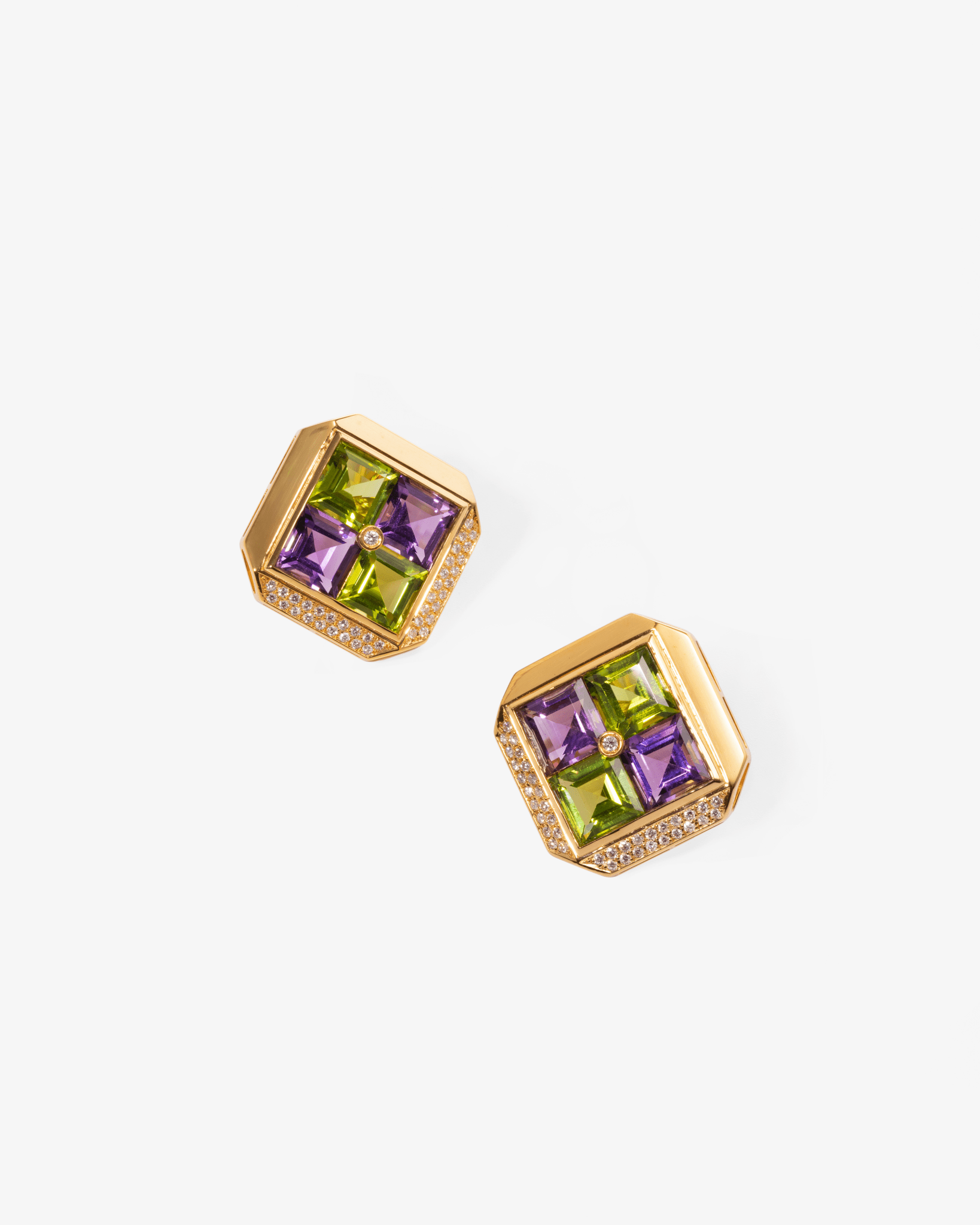 Peridot & Amethyst Diamond Earrings - NEW VINTAGE