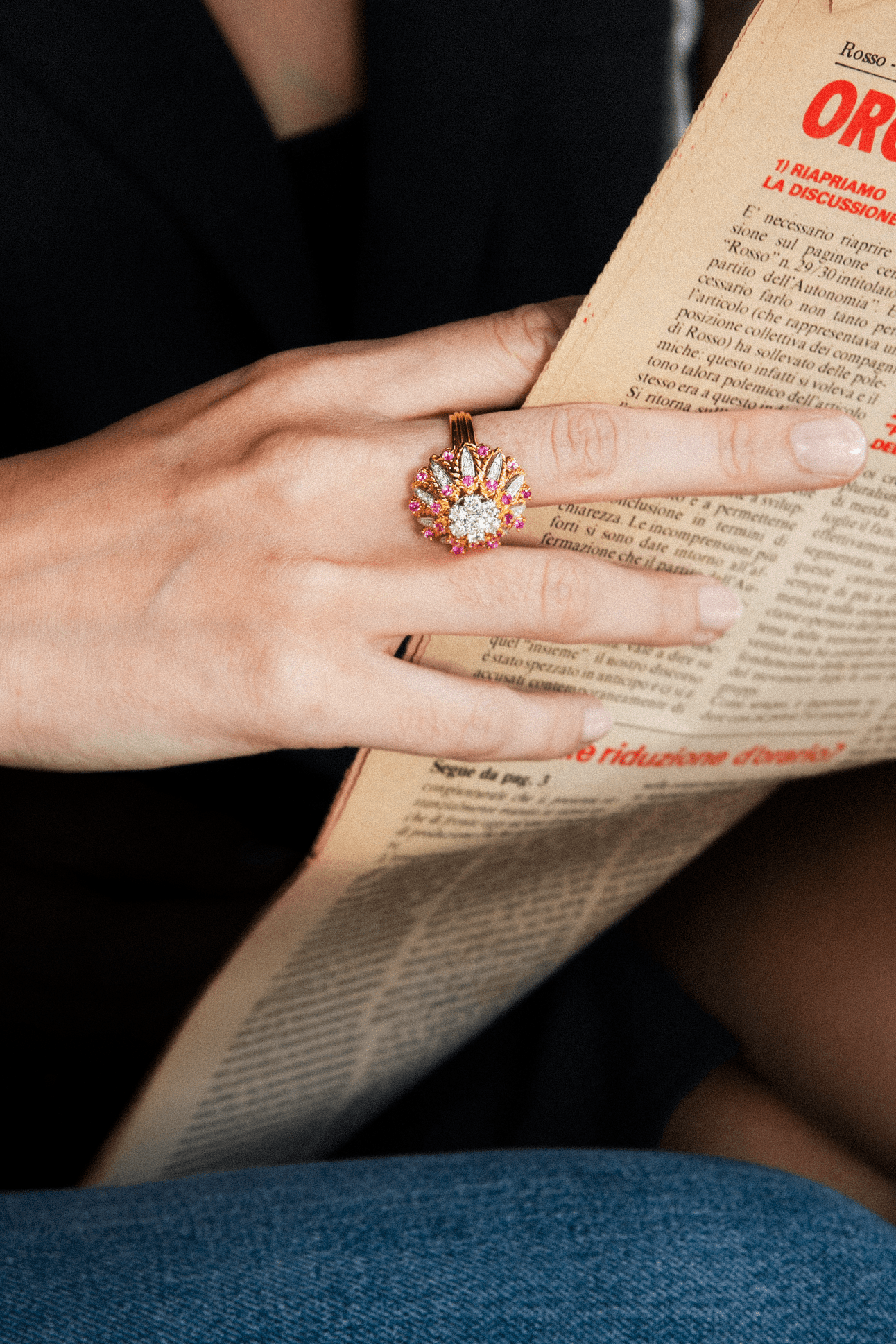 Pink Sapphire and Diamond Cocktail Ring - NEW VINTAGE