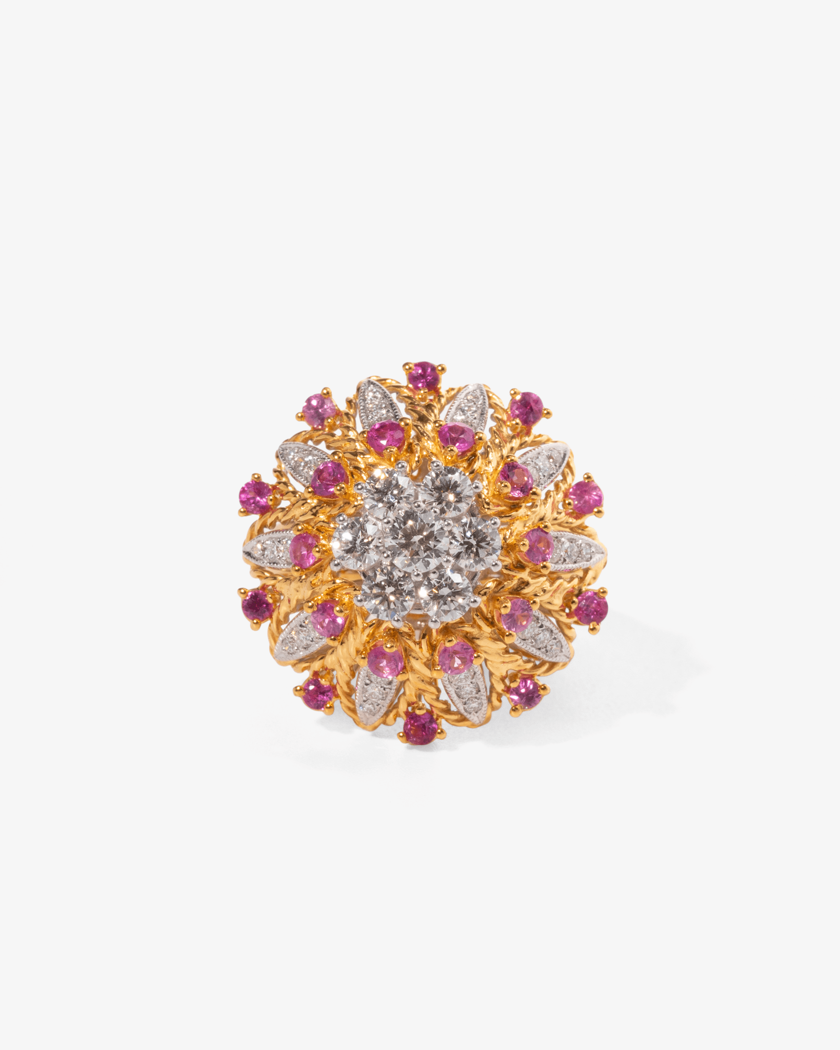 Pink Sapphire and Diamond Cocktail Ring - NEW VINTAGE