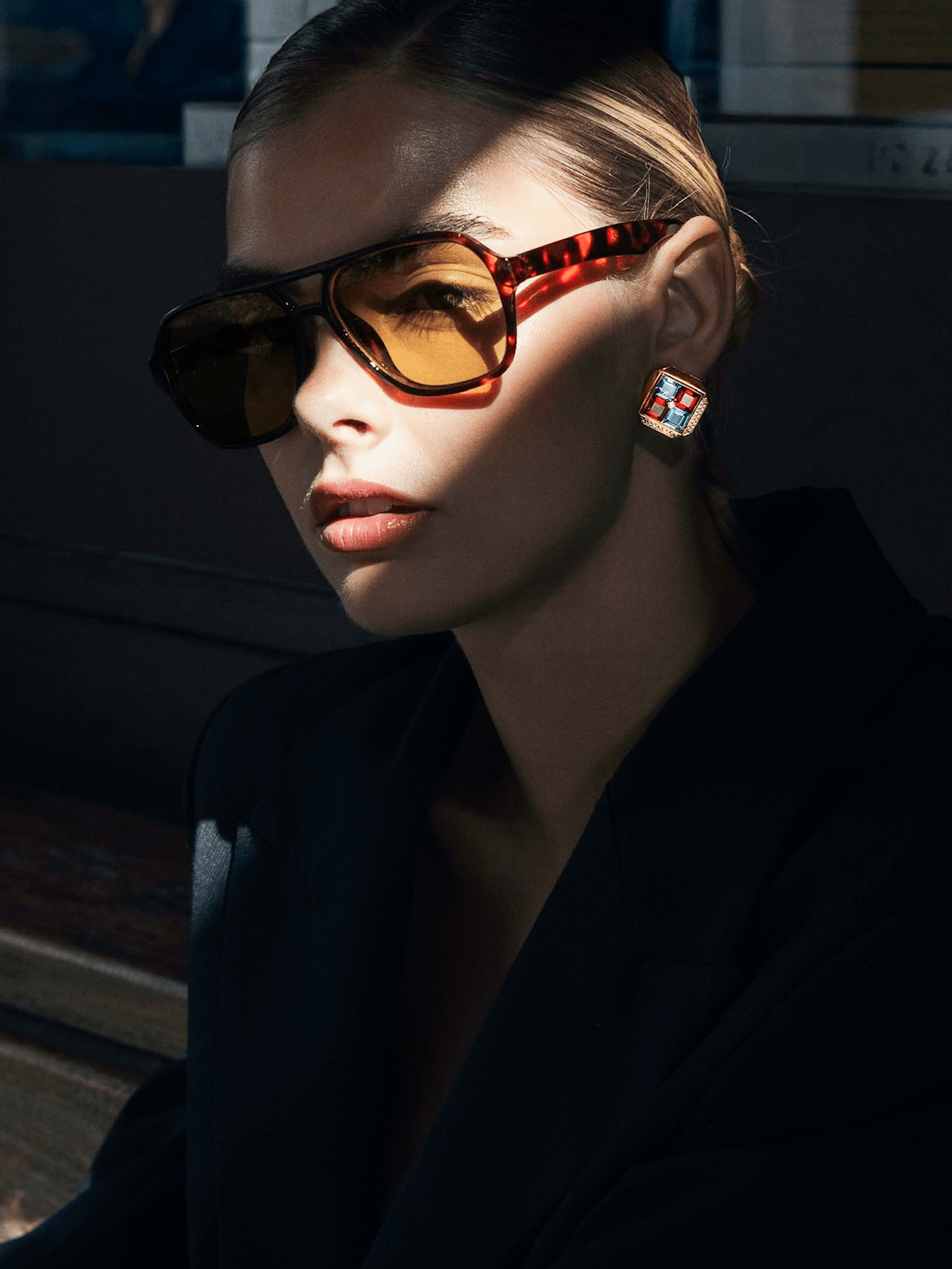 Rhodolite Garnet & Blue Topaz Diamond Earrings - NEW VINTAGE