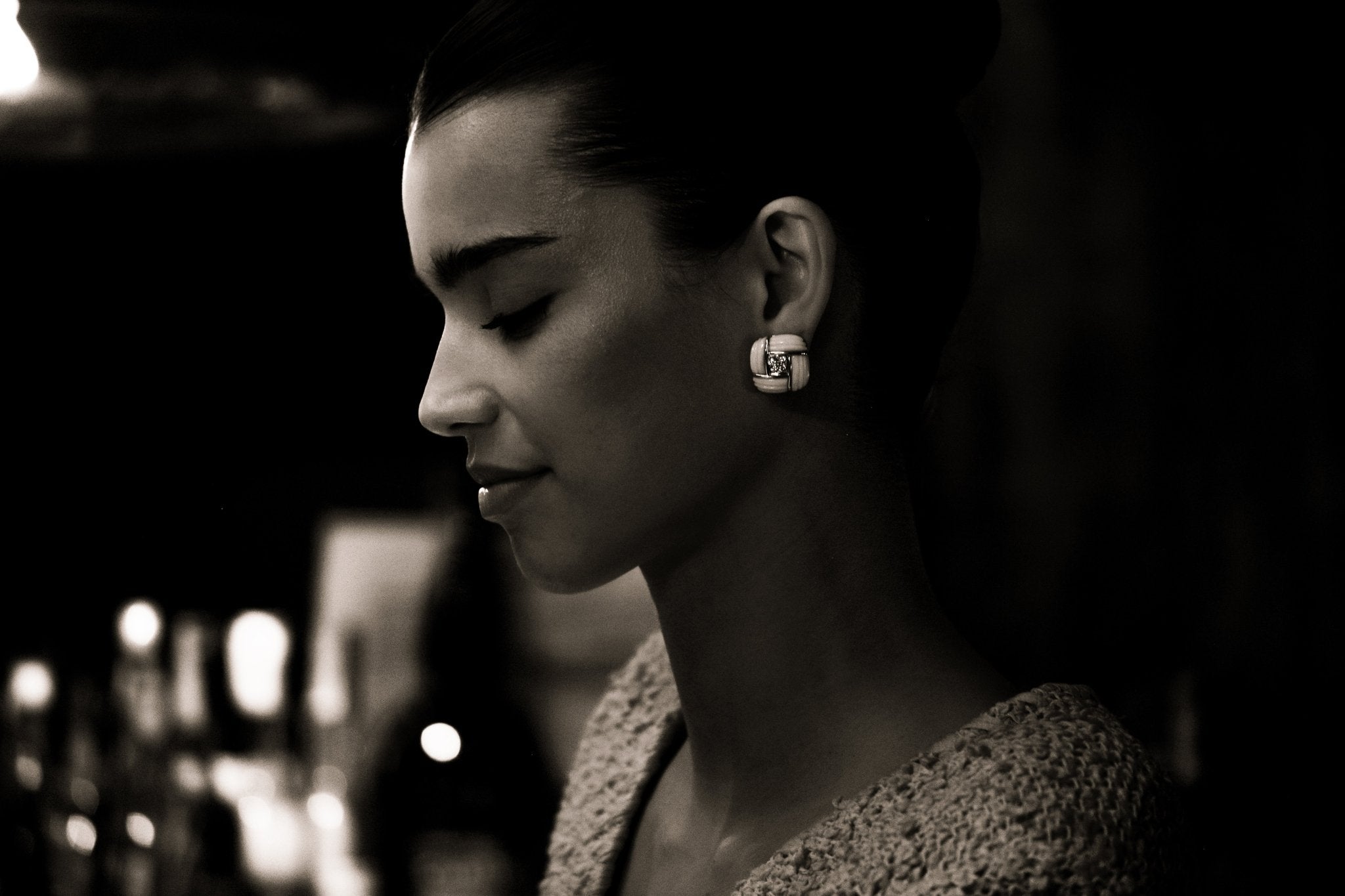 White Coral Diamond Earrings - NEW VINTAGE